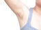 Women problem black armpit on white background for skin care and beauty concept