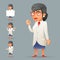 Women professor expert scientist genius character icons set retro cartoon design vector illustration