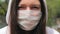 Women in protective mask close-up. Everything is going to be ok. Victory over Coronavirus epidemic, 2019-nCoV Covid-19