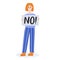 Women protests. Angry girl girl holding a banner. Concept of protest, democracy, rights. Civil resistance. Hand drawn vector