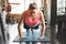 Women push up the floor to exercise core body