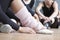 Women Relaxing In Ballet Rehearsal Room