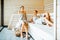 Women relaxing in the sauna