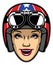 Women rider wearing motorcycle helmet