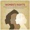 Women rights concept. Three of the female profile