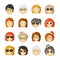 Women with rosy cheeks in glasses and sunglasses. Vector avatars set.