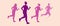 Women runners, sports people, silhouette vector stock illustration with person with prosthesis, african person, jogging variety