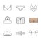 Women`s accessories linear icons set