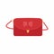 Women`s accessories with red leather shoulder bag isolated on white background. Elegant female fashion for for formal or semi-