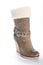 Women\'s beige suede boots on a high platform sole.