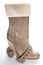 Women\'s beige suede boots on a high platform sole.