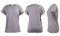 Women`s blank grey t-shirt, front, back and side vie template