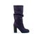 Women`s blue fringed suede boot on a white background