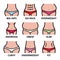 Women`s body type, different size, body shapes vector icons set isolated on white