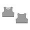 Women`s bra technical sketch in gray color. Yoga underwear design template vector illustration