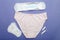 women's briefs with tampons, pads and panty liners . hygiene and women's health care concept