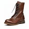 Women\\\'s brown leather boots on a white background. 3d rendering. AI Generated