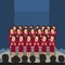 Women`s choir performes at stage vector cartoon