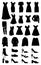 Women`s clothing and shoes Silhouettes, in Vectors. Laser cut. T-shirt print