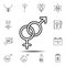 Women\\\'s day, gender icon. Simple thin line, outline vector element of Women\\\'s day, 8 march icons set for UI and UX, website or