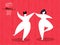 Women`s Day greeting card of girl friends dancing