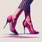 women's day legs in leopard print high heels with bows, clipart