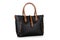 Women`s fashion accessories. Black woman handbag on white background