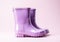 Women\\\'s fashion pink rain boots. Super detailed. Winter time. AI generated