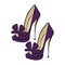 Women`s fashionable high-heeled grape shoes with a bow. Shoes with an open toe. Design suitable for icons