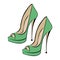 Women`s fashionable mint high-heeled shoes. Shoes with an open toe. Design suitable for icons, shoe stores