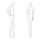 Women`s figure sketch. Different poses. Template for drawing for designers of clothes nd constructors. Vector outline girl model