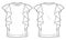 Women\\\'s Frill sleeves Top fashion flat sketch template.