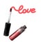 Women`s gel lip gloss outdoor bottle tassel written word love