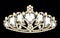 women`s gold diadem tiara with precious stones