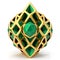 Women\\\'s gold jewellery. Green stones green tourmaline.
