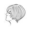 Women s hairstyle short hair. Black outline on a white background. Vector graphics