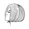 Women s hairstyle short hair. Black outline on a white background. Vector graphics