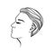 Women s hairstyle short hair. Black outline on a white background. Vector graphics