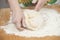 Women\'s hands prepairing fresh yeast dough