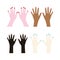 Women`s hands. Racial diversity. Hand care, manicure. Beautiful hands with a variety of skin colors and colored manicure.