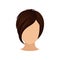 Women s head with short hairstyle, long bang. Dark brown hair. Stylish female haircut. Flat vector element for poster of