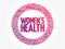 Women`s Health word cloud collage, medical concept background