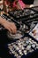 Women\\\'s Jewelry, small business. Handmade Colored Bracelets on the counter of a street market. Close-up. Selective