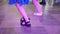 Women's legs in black shoes are dancing on the dance floor in the club. feet dance in heels