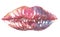 Women`s lips. Hand drawn watercolor lips isolated on white background