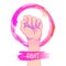 Women\'s March. Female hand with her fist raised up. Girl Power.