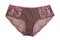 Women& x27;s panties are lacy brown with pink. Isolate