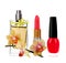 Women\'s perfume in bottle, lipstick, nail polish