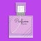 Women`s perfume, transparent pink bottle. Flat front View..