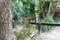 Women`s punishment. Ducking stool located by a riverside. England